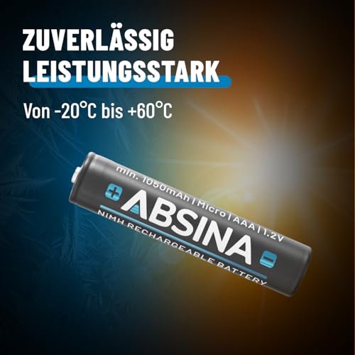 ABSINA AAA Akku für Telefon Gigaset 1150 NiMH 4er Pack - Akku AAA für Telefon mit 1,2V & min. 1050 mAh - Geeignet für Gigaset CL660HX, A400 A415, C300 C430, C475 C530 UVM.