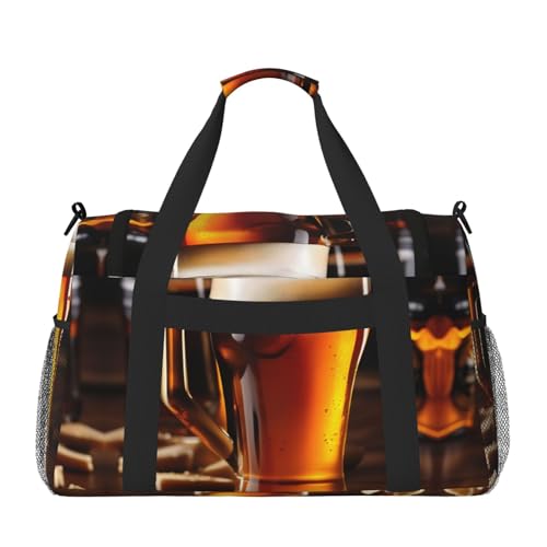 Beer Print Travel Duffle Bag Large Capacity Tote Stylish Weekender Bag for Outdoor Activities2
