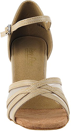 Women's Ballroom Dance Shoes Tango Wedding Salsa Dance Shoes Tan Leather & Flesh Mesh 6027Eb Comfortable - Very Fine 2.5" Heel 9 M Us [Bundle Of 5] #TOP2
