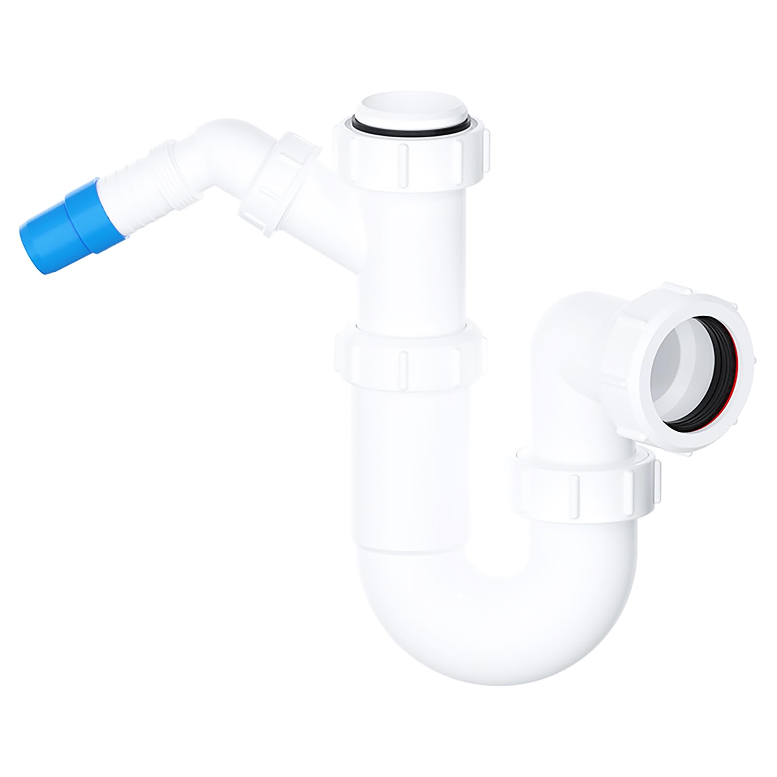 SPARES2GO 40mm Telescopic Sink Trap Kitchen Washing Machine Dishwasher 75mm Seal Water Discharge Kit, White