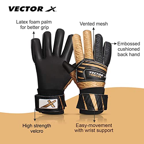 Image of Vector X Tornado Goal Keeper Gloves | Gloves with Finger Saves & Super Grip Palms | Soccer Goalkeeper Gloves for Youth | Adult | Multicolor | Size - 7|