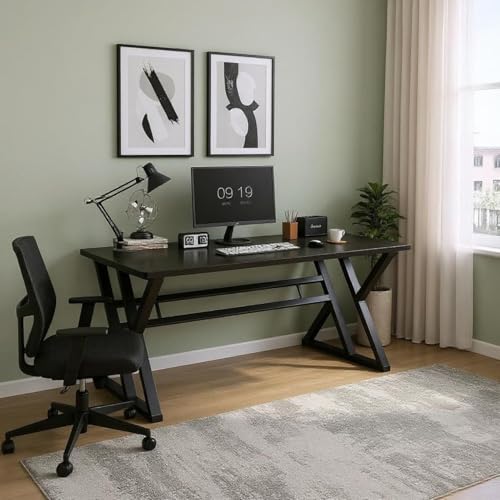 Image of TEKAVO Jimmy Study Table for Home & Office Wooden | Office Table for Work from Home | Gaming Workstation Desk with Heavy Duty Metal | 150 cm Table | Black