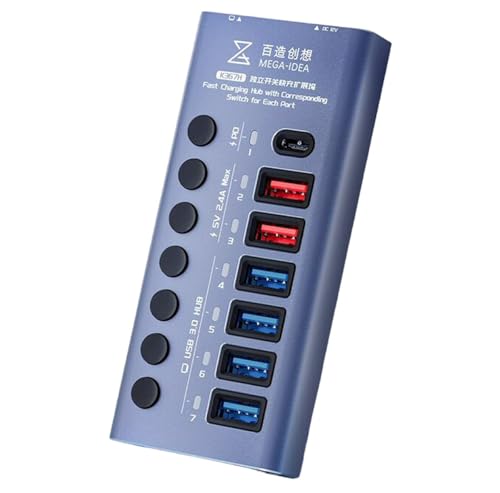 Chargeur 7 ports rapide Mega Idea K367H avec technologie PD et USB 3.0
