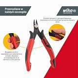 Wiha Elektroniczne szczypce boczne z wąską, spiczastą główką/izolowane szczypce z ostrzem zagiętym 21° bez waty, wraz ze sprężyną do otwierania i mocowania drutu / 128 mm