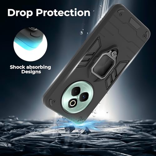 Image of A rtistque Armor Bumper Back Case Cover for Realme P3 Pro 5G | Stylish Ring Holder & Inbuilt Stand | Shockproof TPU Protective Design | 360 Degree | Realme P3 Pro Back Cover - Black