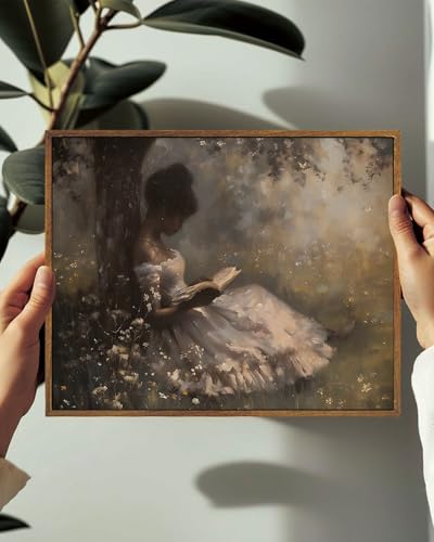 Image of KISSFOX Vintage Framed Wall Art Decor Moody African American Pictures Paintings Wall Decor Victorian Black Girl Canvas Art Prints Modern Farmhouse Black Woman Artwork For Kitchen Living Room Bedroom