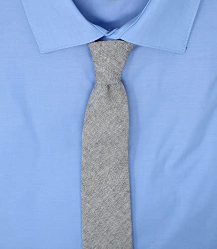 Image of Men's Chambray Cotton Skinny Necktie Tie Textured Distressed Style - 2.5 inch Width