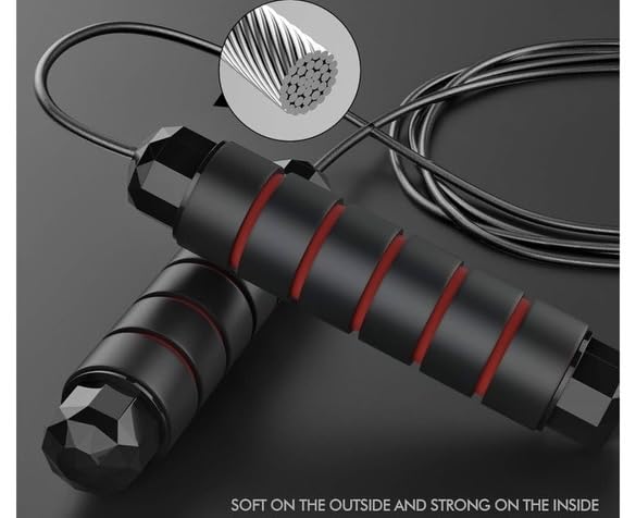 PGM Skipping Rope with Ball Bearings Rapid Speed Adjustable Jump Rope Cable and 6” Memory Foam Handles Ideal for Aerobic Exercise Like Speed Training, Extreme Jumping, Endurance Training and Gym