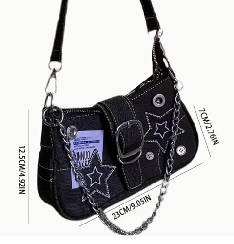 Y2K Star Denim Underarm Bag Vintage Gothic Shoulder Bag Women's Grunge Punk Handbag & Purse2