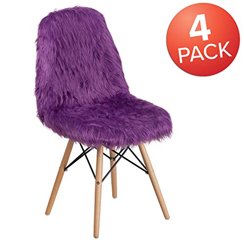 Flash Furniture Zula 4 Pack Shaggy Dog Purple Accent Chair #TOP1