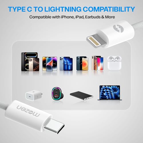 Image of Amkette MOZEN Certified 27W lightning cable iphone, 480Mbps Data Sync, Premium Braided Build, ABS Connector, (MFi-Standard & BIS Certified), Compatible with iPhone 5-14 & iPad lighting cable iphone