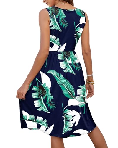 Image of MOLERANI Women Summer Dresses Sleeveless Casual Loose Swing Button Down Midi Dress with Pockets
