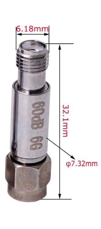 Latnex SMA Atténuateur RF 2 W – DC-6 GHz, 50 Ohms, Mâle vers Femelle 60 DB