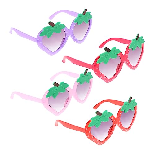 VANZACK Unique Strawberry Shaped Sunglasses for Boys and Girls 4 Pieces Toddler Strawberry Sunes Girls' Fashion Safe and Comfortable