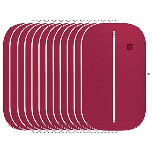 Image of Non Woven Blazer Cover with Zip | Hanging Coat Bags for Jacket, Saree, Shirt, Garments Clothes | Unisex Dress Wardrobe Organizer Folding Suit Covers, Maroon | Pack of 12