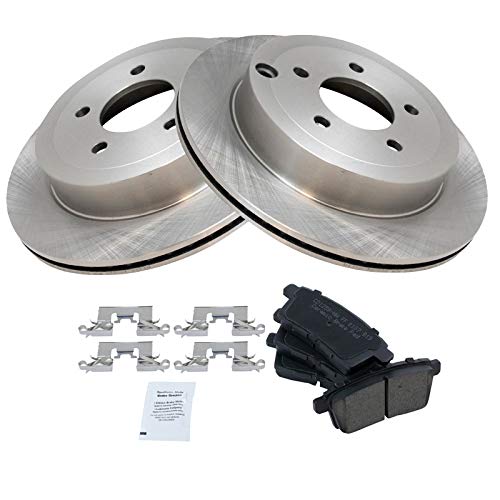 Image of TRQ Rear Brake Pad and Rotor Set Ceramic Vented Rotors