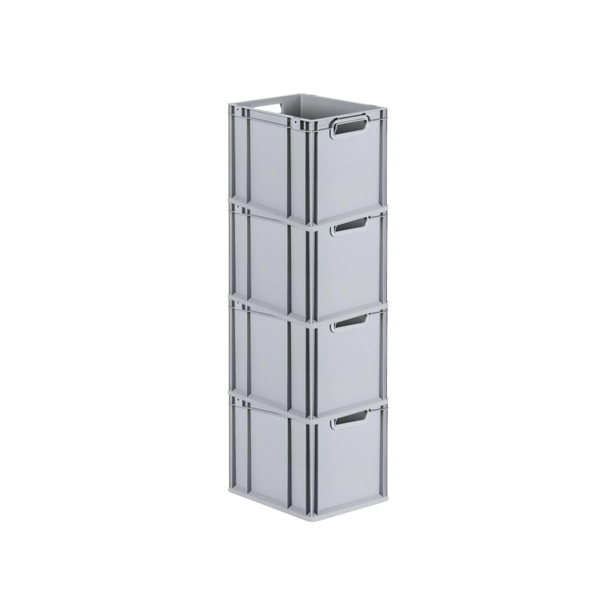 PROREGAL SET SUPER ÉCONOMIQUE 4x Bac Euro NextGen Economy avec couvercle à charnières et fermetures à glissière noires | Poignées ouvertes | HxLxP 32x30x40cm | 30 litres | Eurobox, empilables