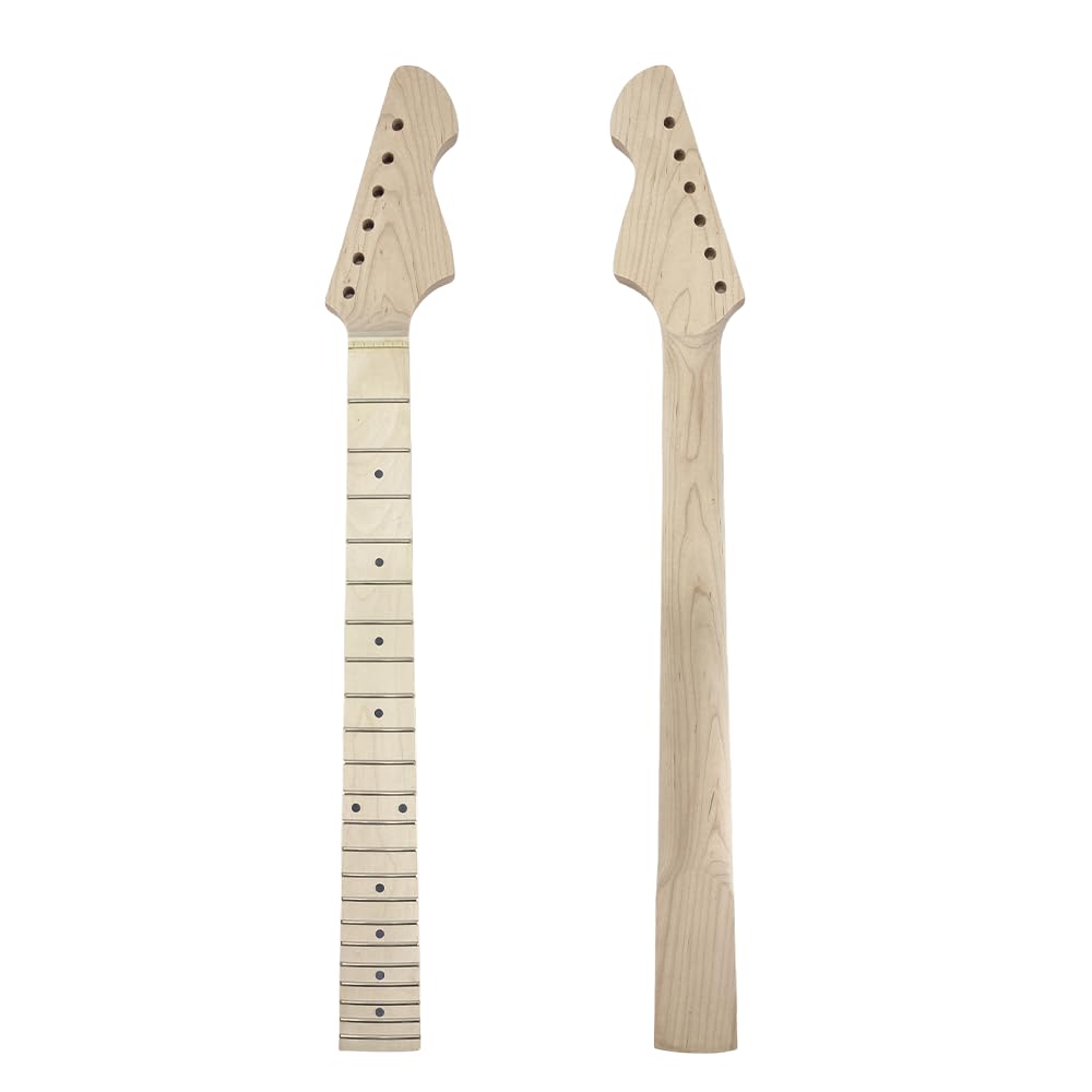 Duża głowa, gryf gitarowy, 22 progi, 648 mm, klon, elektryczne, basowe, szyjki w kropki, normalna nakrętka, śruba na pięcie, bez wiązania, regulowana na koniku.