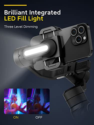 Aochuan Smart S2 Gimbal Stabilizer For Smartphone Professional Industry-Standard 3-Axis Phone Gimbal With Extendable Rod Microphone Fill Light Gimbal For Iphone And Android Vlogging Tiktok Youtube #TOP1