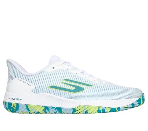 Image of Skechers Men's Pickleball Viper Court Pro 2.0 Sneaker, White /Turquoise, 11 Medium