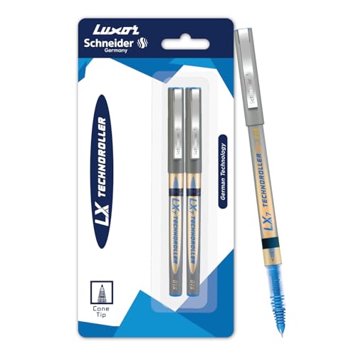 Image of Luxor Schneider LX 815 Technoroller|Roller Ball Pen|Pack of 2-Blue|Cone Tip|0.7mm|100% German Technology|Consistent Ink Flow|Smooth Writing Experience| Ideal for Students & Professionals
