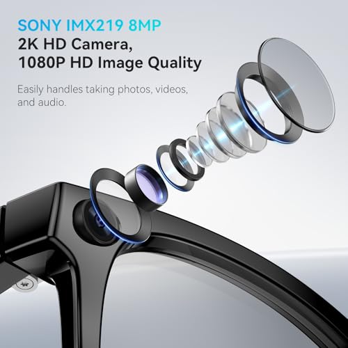 2026 EarlySincere Ai Smart Glasses For Men Women, 8mp 4k Hd Camera Glasses, 410mah Battery, Supports Photo/Video/Audio Recording, Ai Voice Control, Ai Glasses With Bluetooth Calling (Photochromic) - Image 3