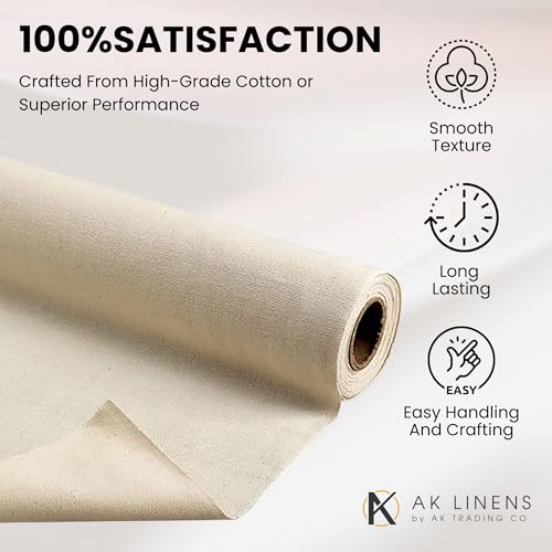 Image of AK Trading CO. | Premium 7oz Natural Cotton Duck Canvas Fabric | 60'' Wide | Arts & Crafts, Upholstery, Home Projects - Lightweight & Durable - Perfect for Crafts, Apparel, and Decor - 50 Yards
