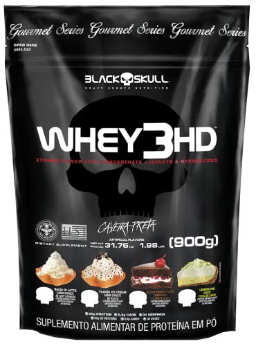 Whey 3Hd Gourmet - 900G Refil Sorvete De Flocos - Black Skull, Black Skull
