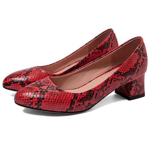 Fashion Mid Heel Pointed Toe Snakeskin Women Court Shoes2