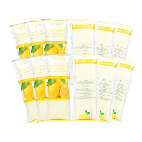 HLead Paraffin Wax Refills, 12 Pack Lemon Scented Paraffin Wax Beads Blocks for Paraffin Bath, Paraffin Wax Machine Refills for Hand Feet Dry Skin,Rrelieves muscle fatigue, Hydration and nourish