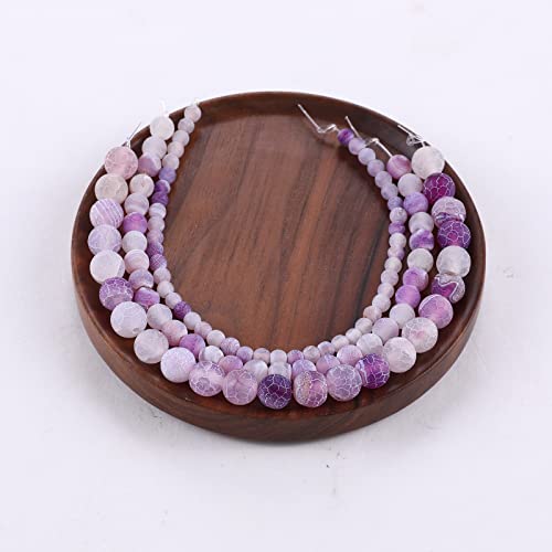 101Pcs Natural Frosted Purple Agate Beads For Jewelry Making Matte Gemstone Unpolished Strand Round Loose Stone Beads For Bracelets Necklace Earring Making For Women(Mixed Size 4Mm,6Mm,8Mm) #TOP3