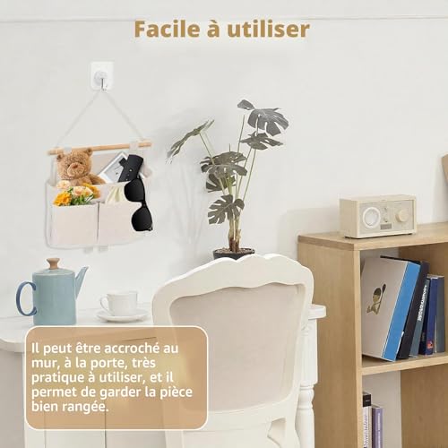 Veftsvy Organiseur suspendu de camping, sac de rangement à accrocher au mur, support mural, organiseur mural, mallette étanche, toile de coton, salon, chambre – vue 7