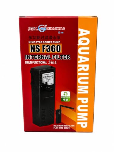 Image of Jainsons Pet Products Minjiang NS F360 3-in-1 Aquarium Internal Filter Pump | 360 L /H Flow | Mechanical Filtration, Oxygenation & Water Circulation | 5W Silent | 220-240V