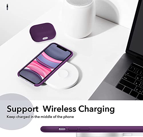 Image of VONZEE Liquid Silicone Soft Back Cover for iPhone 11 Case, Shockproof Slim Camera & Full Body Protection Non Yellowing Cover with Microfiber Lining & Logo Cut (6.1 Inch) -Grape Purple