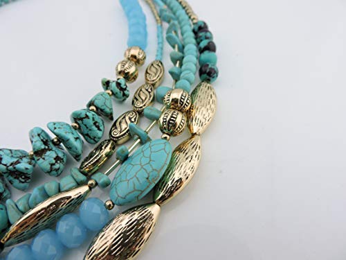 Bocar 5 Strand Statement Multi Layer 19" Collar Beaded Necklace For Women Gift (Nk-10549) #TOP6