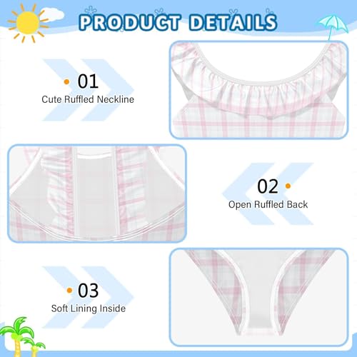 Maillot de bain fille à séchage rapide bleu poudré damier