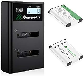 Powerextra 2 X Replacement Battery and Dual LCD Charger for Fujifilm np45a Battery NP-45B NP-45S,Fujifilm FinePix XP20 XP30 XP50 XP60 XP70 XP80 XP90 XP120 XP130 T350 T360 T400 T500 T550 JX500 JX520