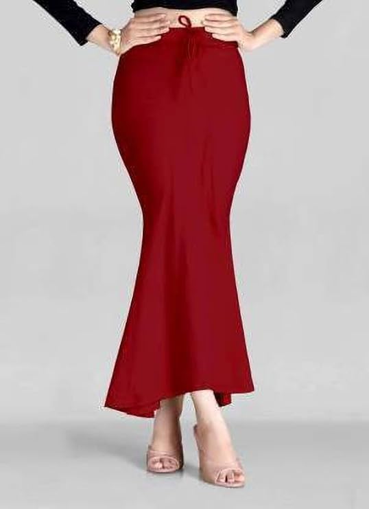 Women's Stretchable Saree Shapewear Petticoat – Cotton Blend Slim Fit Underskirt for Sarees & Dresses (in, Alpha, XL, Regular, Maroon)-image-23
