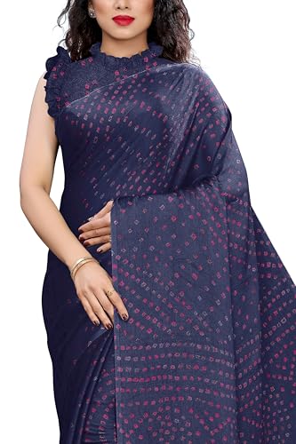 MIRCHI FASHION Women's Plain Weave Chiffon Geometric Printed Saree with Blouse Piece