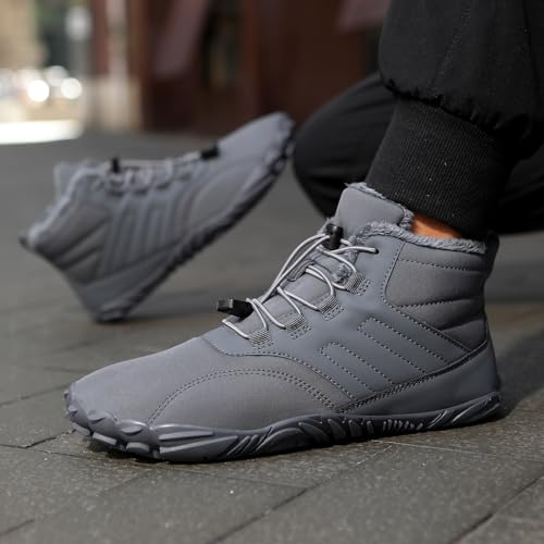 Barefoot Hiking Shoes Women Men Winter Warm Wide Toe Box Snow Boots Minimalist Zero Drop Outdoor Shoe Non Slip Soft Sole Sneakers Comfort Outdoor Ankle Booties Five Finger Sneakers Hike Walking Shoes4