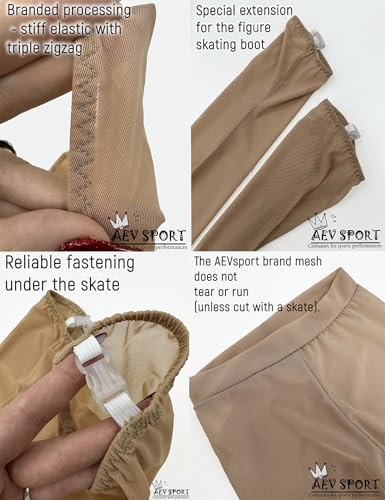 Image of Women Mesh Tights for Figure Ice Skating with Seam over the Heel of the Boot