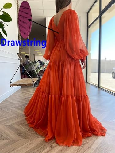 Long Sleeve Puffy Prom Dresses for Women Ball Gown Formal V Neck Poofy Tulle Birthday Photoshoot Dress HD2694