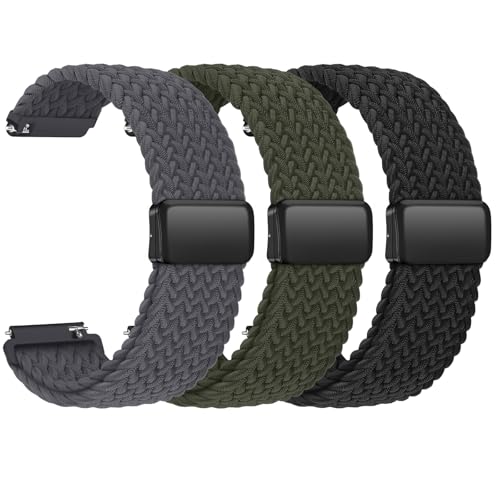 [Missair] コンパチブル スマートウォッチ ベルト 20mm 22mm 時計 バンド ナイロン 腕時計 ベルト 編み込み 弾性ストラップ マグネット式バックル スマートウォッチ バンド 伸縮性 ゴム Samsung Galaxy Garmin Amazfit Huawei 交換用 レディース メンズ