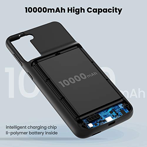 Newdery Galaxy S21 Plus(6.7") Battery Case 10000Mah, Fast Charging & Qi Wireless & Android Auto Supported, Extended Battery Charger Protective Case For Samsung Galaxy S21+ 6.7" Black #TOP6