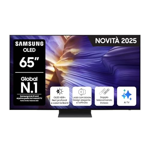 Samsung Smart TV 65'' QE65S94FATXZT OLED 4K, NQ4 AI Gen3 Processor, 4K AI Upscaling Pro, Motion Xcelerator 144Hz, Dolby Atmos & OTS Lite, LaserSlim Design, 2025