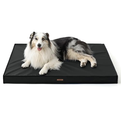 Image of LE SURE Outdoor Waterproof Dog Beds Large Sized,Orthopedic Pet Mat,36x27In | Crate Pad for Dogs with Oxford Fabric Surface,Removable Washable Cover,Egg Foam Kennel Pads,Non slip Bottom,Black