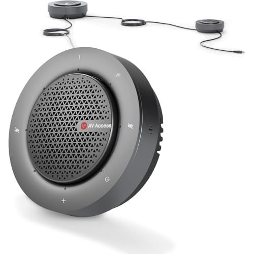 Conference Speakerphone, Daisy Chain bis zu 9 Speakerphones für 50 Person, USB & Bluetooth Speaker mit 4 Mics AI Noise Cancellation 360° Voice Picku