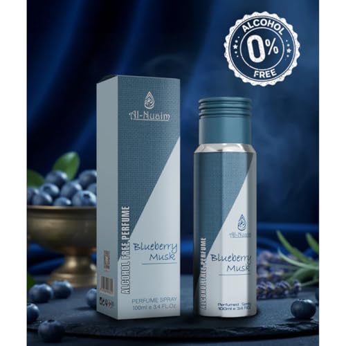 Image of AL-NUAIM 100ML BLUEBERRY MUSK PERFUME SPRAY FREE FROM ALCOHOL