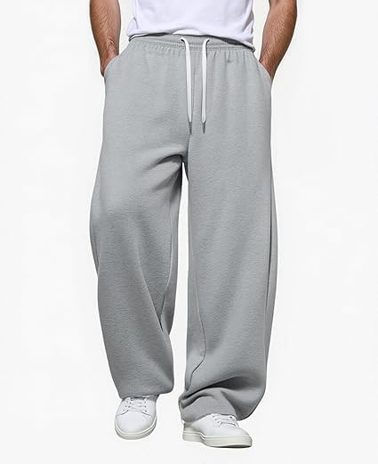 Image of O3e Men's Polycotton Loose Fit Track Pants with Elastic Waistband & Side Pockets | Comfortable Joggers for Casual & Gym Wear