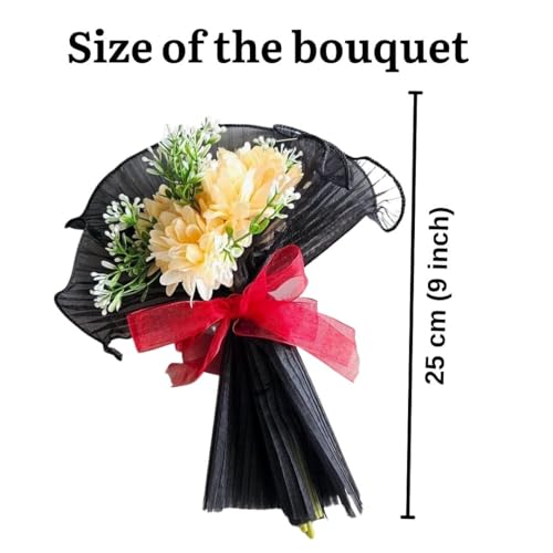 Image of SATYAM KRAFT 1 Pcs Artificial Flower Bouquet for Him Her | Romantic Decor for Valentine, Anniversary, Wedding, Birthday | Home, Table Office Decoration (Black Floral Bouquet)